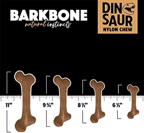 Pet Qwerks Dinosaur BarkBone - Nylon Dog Bone for Aggressive Chewers - Bacon Flavor - 9.75", Large (Pack of 3)