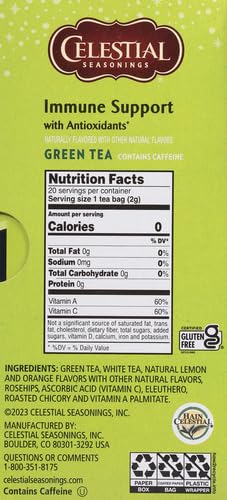 Celestial Seasonings Immune Support Green Tea 20 Tea Bags (Pack of 2)