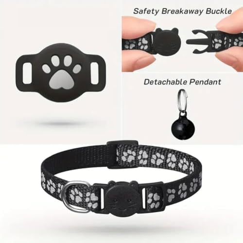 GPS Tracker Collar for Dogs/Cats, Rejustable Tractive GPS Cat Tracker with Real-Time Location, Fit for iOS and Android, Pet Tracker for Safety of Pets' Outdoor Activities (Black White)