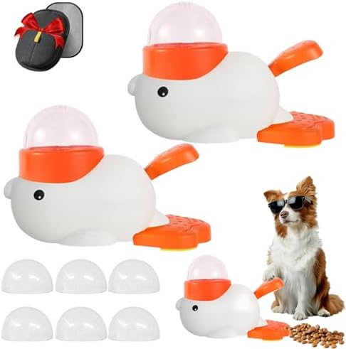 Duck Cat Treat Dispenser, Duck Puzzle Feeder for Cats, 2-in-1 Puzzle Toy That Challenges & Rewards, Keeps Indoor Cats Busy—Less Boredom, Slow Feeder for Pet Eating & Iq Training (White-2Pcs)