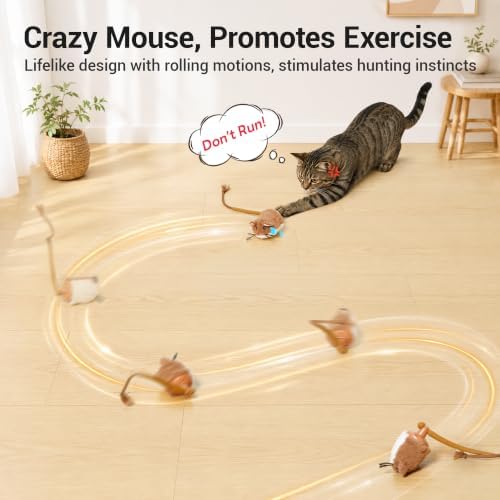 Potaroma Interactive Cat Toy Rechargeable Motion Activated Rolling Mouse