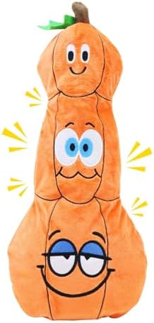 7" Squeaky Plush Toy for Puppies Small Dogs Self Etertainment Washable Soft Made [PET ONLY] (Triple Pumpkin)