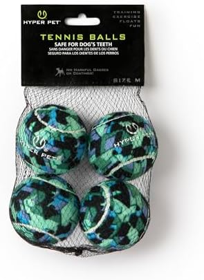 Hyper Pet Tennis Balls for Medium Dogs, 2.5 Inch Size, Pack of 4, Blue Camo