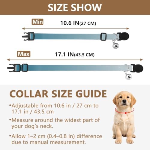 Blue Gradient Lightweight Pet Collar for Cats and Dogs, 2 Pack Dog Collar with Bell