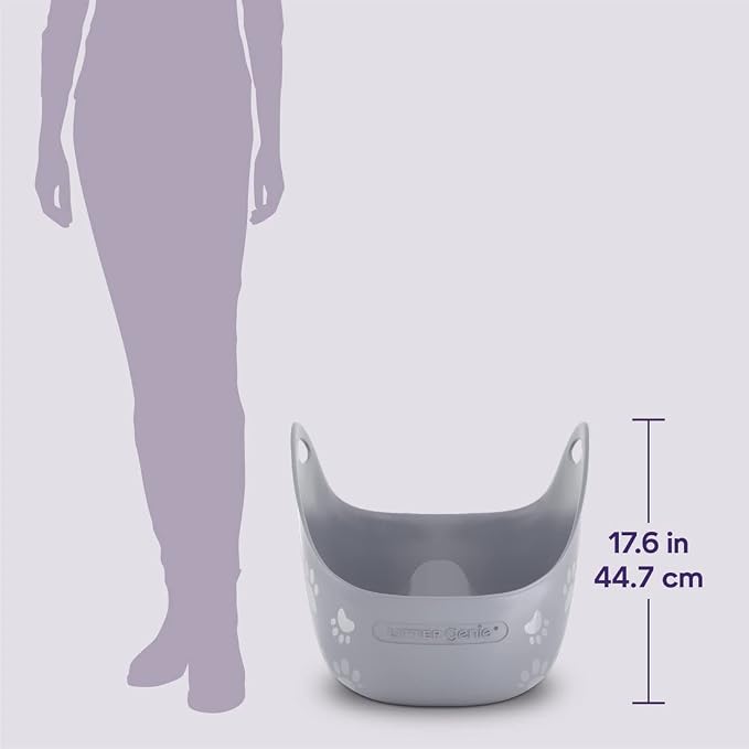Litter Genie Cat Litter Box in Flexible Plastic with Handles, High Walls