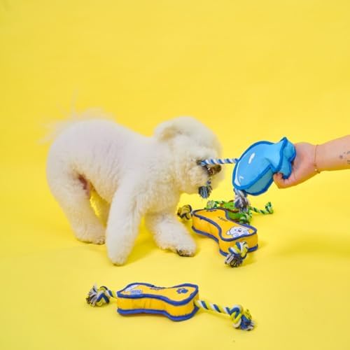 Durable Dog Toy – Interactive Rope Chew Toy with Crinkle Sound – Tough 1680D Fabric Tug Toy for Small, Medium & Large Dogs (Small, Whale)