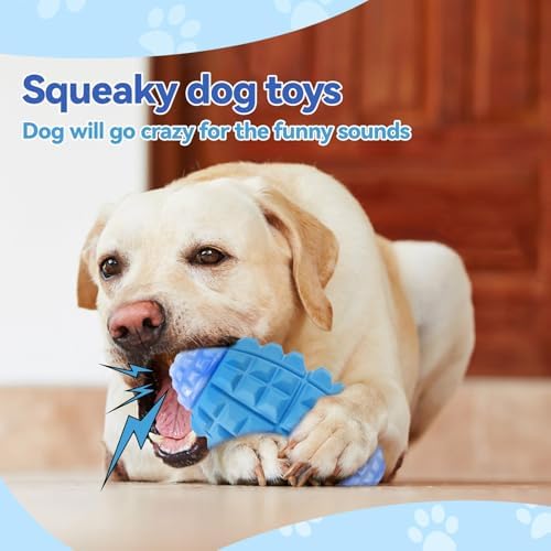 YINEYA Dog Toys for Aggressive Chewers, Tough Squeaker Dog Toys, Dark Blue