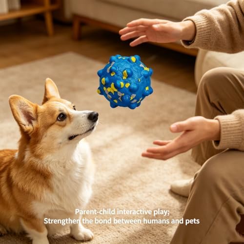Dog Ball Toys for Aggressive Chewers, Indestructible Squeaky Fetch Toys for Large Medium Dogs, Durable E-TPU Bouncy Balls Interactive Floatable Training Toy for Outdoor Indoor Pool