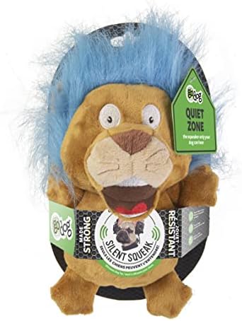 goDog Crazy Hairs Lion Silent Squeak Plush Dog Toy, Chew Guard Technology - Tan, Small