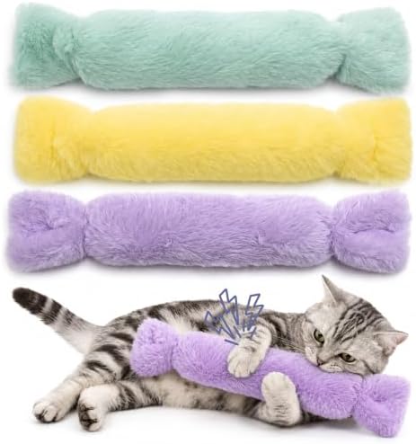 3 Pack Catnip Pillow Toys for Indoor Cats, Soft Plush Cat Toys with Pastel Macaron Colors, Interactive Catnip Toys for Biting, Cuddling and Play, Cute Kitty Toys