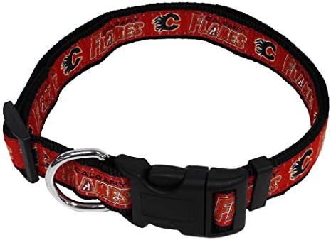 NHL Calgary Flames Collar for Dogs & Cats, Small. - Adjustable, Cute & Stylish! The Ultimate Hockey Fan Collar!