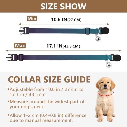 Blue Gradient Small Dog Collar 2 Pack Collar for Cats Adjustable Length 10.6" to 17.1"