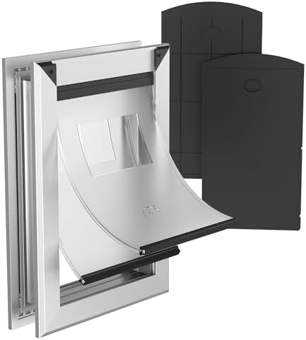 [Classicmacher] Aluminum Heavy Duty X-Large Dog Door Up to 200lbs Silver
