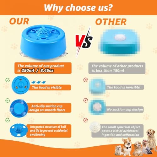 Dog Lick Bowl, Food‑Grade Licking Bowl for Bone Broth & Yogurt, Interactive Slow Eating Toy for Anxiety Relief Boredom, Anti Slip Base Slow Feeder Dog Lick Bowls Rolling Ball