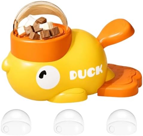 Cat Treat Dispenser, Duck Treat Dispenser for Cats, Cat Treat Toys Interactive and Dog Puzzle Treat Feeder, Food Puzzle Slow Feeder for Small Cats, Dogs, Other Pets (Yellow)