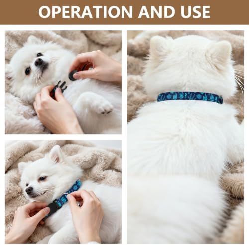 Underwater Mermaid Ocean Navy Kitten Collar 2 Pack Collar for Puppy Adjustable 10.6 to 17.1 Inches