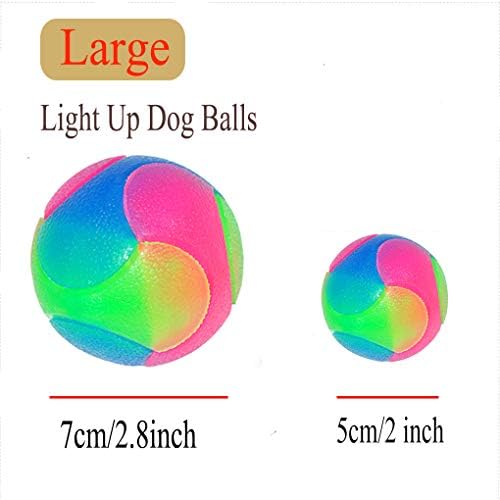 4 pcs Large Light Up Dog Balls Flashing Elastic Ball Glow in The Dark Interactive Pet Toys for for Golden Retriever,Labrador,Large Dogs
