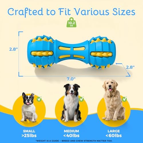 Ruffoo GnawBell Dog Squeak Toy for Interactive Play, Dual-Color Design Chew Toy for Dogs, Durable Natural Rubber Dog Toy for Medium & Large Breeds