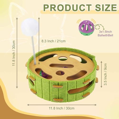 Interactive Cat Toy Puzzle Toys for Indoor, Felt Maze Box, Cat Toys, Mental Stimulation and Entertainment, Circle, Green, 1 Set