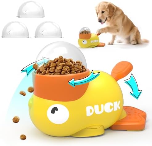 Dog Interactive Treat Dispenser Toy Food Puzzle Slow Feeder Duck-Shaped Dog Puzzle Feeders for Small Medium Dogs Cats IQ Training Reduces Bloating for Healthy Eating (Yellow)