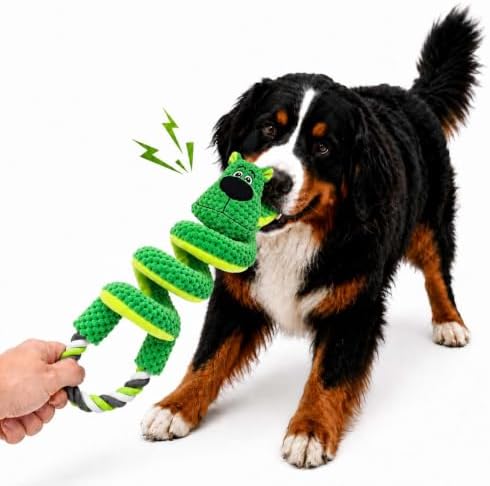 Dog Toys for Aggressive Chewers Squeaky Toys with Pull Rope Plush Tug (C)