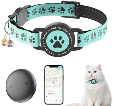 GPS Cat Tracker Collar (iOS & Android), No Monthly Fee Pet GPS Tracker Blue