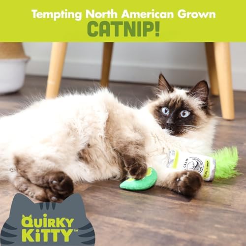 Quirky Kitty Whisker Claw and Lime Catnip Crinkle Plush Cat Toy, Pack of 2
