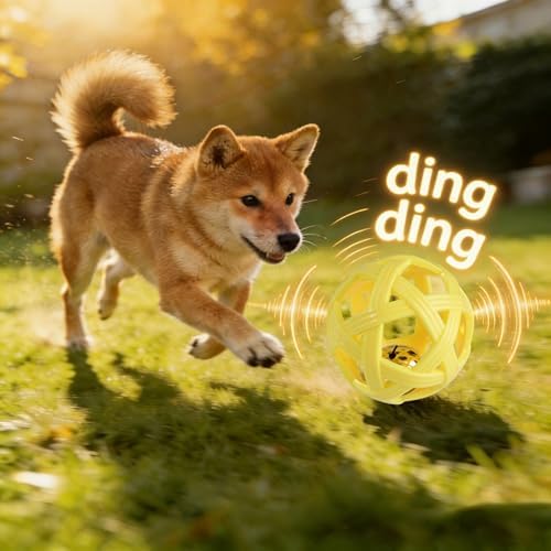 Dog Ball Toy with Bell for Small Dogs& Puppy, Small Dog Ball for Boredom Relief & Teething, TPR Chew Resistant Interactive Fetch Toy.