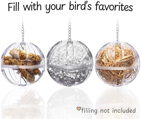 Bird Foraging Ball Toy, 3.5 Inch, Interactive Hanging Treat Dispenser & Enrichment Toy for Cockatiels, Parrotlets, Conures, Caiques, Small Parrots, and Doves, Forage Toy