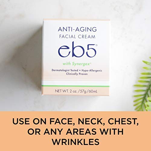 eb5 Anti-Aging Face & Neck Cream with Synergex Formula for Men/Women | Alleviates Appearance of Fine Lines & Wrinkles | Vitamin E, A, B5, Oat Kernel Complex | 2 Oz