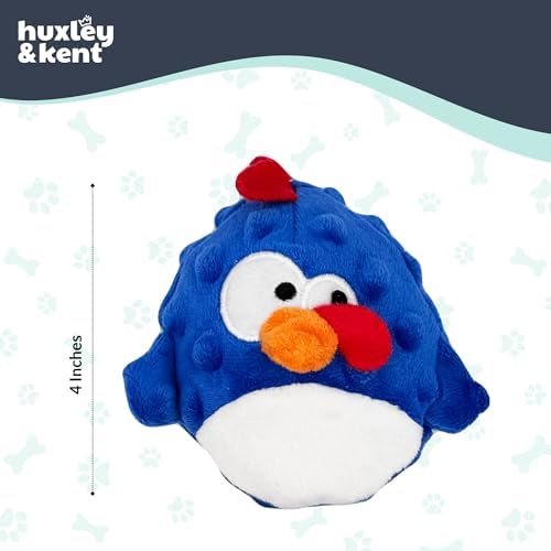 Huxley & Kent Funny Dog Toy w/Squeaker – Power Plush Squeaky Dog Toys for Small Dogs – Durable Small Stuffed Animal for Indoor Play & Fetch - Tiny Tuff Chicken Gordon Blue