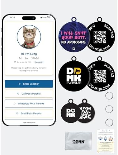 DDMK Smart Pet Tag Set | Includes 3 Tags | QR Code for Instant Alerts | Custom Pet Profiles | Durable & Waterproof | No Subscriptions or Fees |36-I Will SNIFF Your BXTT. NO Apologies
