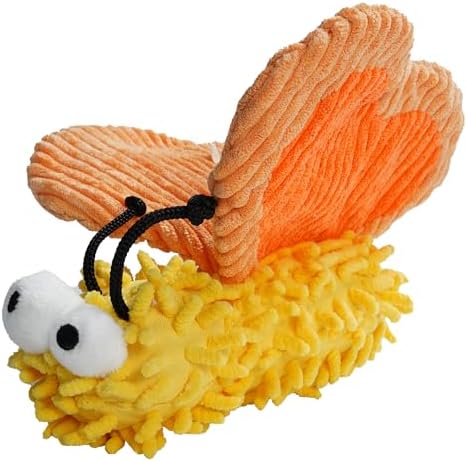 Nocciola Plush Squeaky Dog Toys, Cute Durable Stuffed Crinkle Puppy Pet Chew Toys for Large Medium Small Dogs - Butterfly