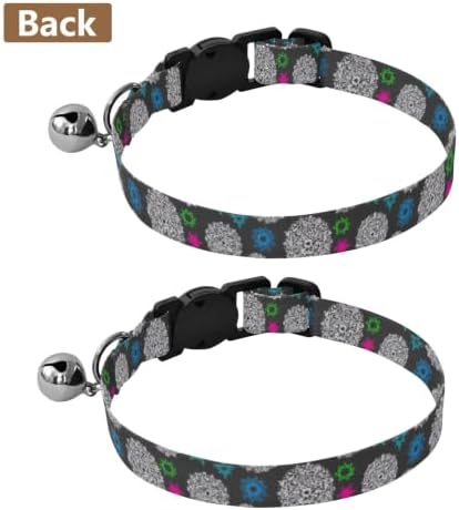 White Mandala Geometric Gray Easy to Wear Small Dog Collar 2 Pack Pet Collars for Cats