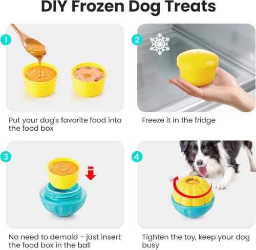 Potaroma Dog Toys Treat Dispenser Ball, Freezable Slow Feeder Puzzle Chew