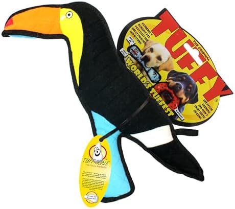 TUFFY - World's Tuffest Soft Dog Toy - Zoo Toucan - Multiple Layers. Made Durable, Strong & Tough. Interactive Play (Tug, Toss & Fetch). Machine Washable & Floats