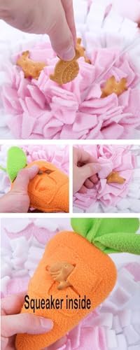 Pet Snuffle Mat Dog Foraging Food Mats Interactive Feeding Puzzle Toy Animal Design Fleece Slow Feeder Treat Dispenser for Dogs Rabbits Guinea Pigs (Bunny)