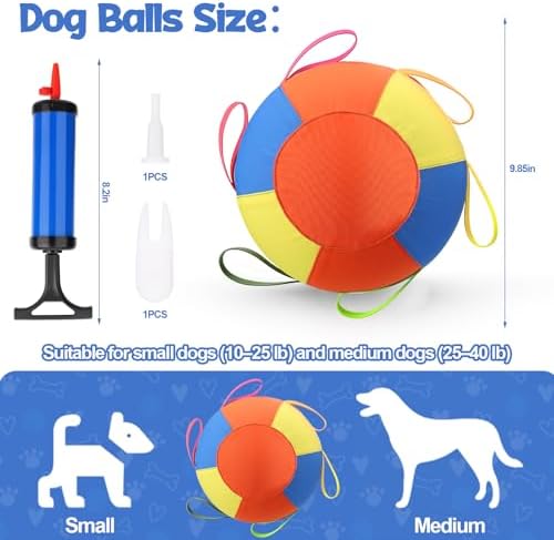 AIERSA Herding Ball for Dogs,9.85 in Tug of War Dog Toy with Handles for Outdoor Play,Dog Soccer Ball Toy&Training Toy Balls for Australian Shepherd,Interactive Toy Balls for Small&Medium Dogs
