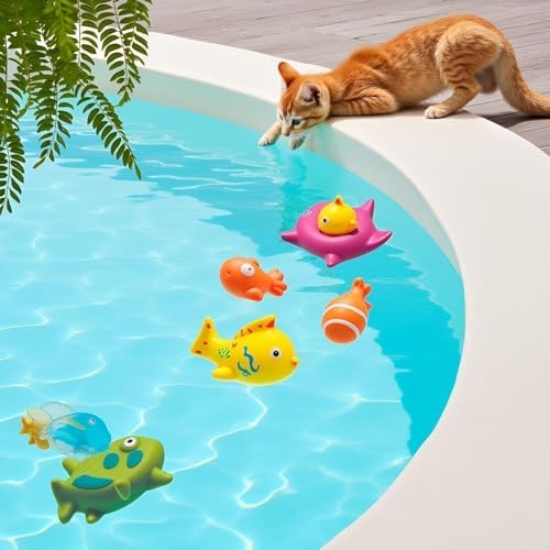6Pcs Colorful Pool Cat Interactive Toy, Cat Floating Water Toy, Pet Kitten Swimming Bathing Fish Toy, Sensory Toys for Indoor Cats to Self Play