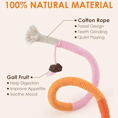 TINDTOP Cat Toys Chew Ropes, 3 Pack Interactive Cat Nip Kicker Toy