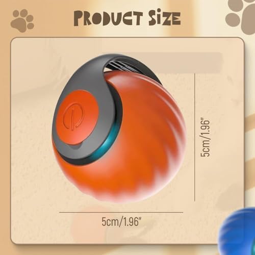 Upgrade Speedy 3.0 Tail Cat Toy, 2026 New Speedy Tail Interactive Cat Toy for Indoor Cats, USB Rechargeable Automatic Moving Smart Cat Toys Ball with Tail Two Speed Adjustment (Orange, 1PC)