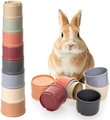 8 Pcs Stacking Cups for Bunny Small Pet Bunny Foraging Interactive Toys