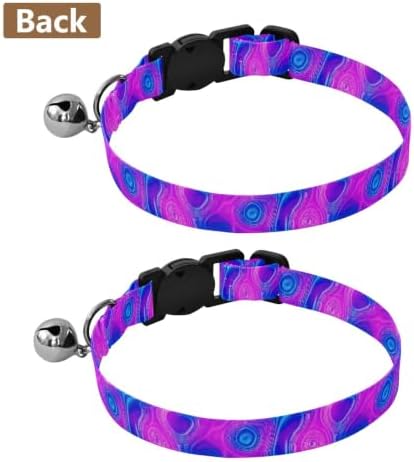 Neon Blue Lightweight Small Dog Collar, 2 Pack Breakaway Cat Collars with Bell