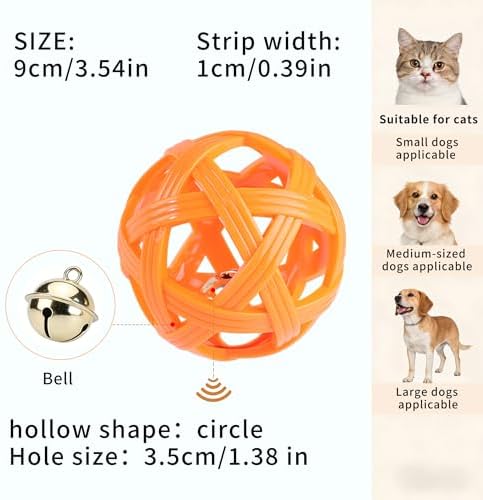 Dog Ball Toy with Bell for Small Dogs& Puppy, Small Dog Ball for Boredom Relief & Teething, TPR Chew Resistant Interactive Fetch Toy.