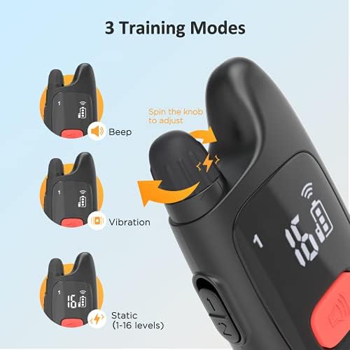 PATPET Dog Training Collar with Remote, IPX7 Waterproof Dog Shock Collar for Dogs, 3 Training Modes Beep Vibration 16 Levels, Rechargeable Dog Collars for Small Medium Large Dogs(10-140lbs)