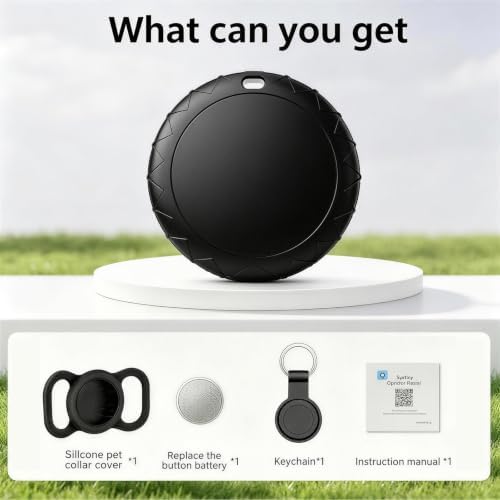 GPS Tracker for Dogs/Cat（2026 MFi Certified - Long Standby）Smart Collar with Real-Time Location - Pet Location Tracker with Holder, No Monthly Fee/No SIM Card,Works with iOS Find My,Ultra-Slim,IP68-W