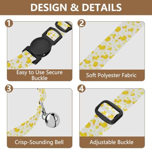 Cute Ducks Cat Bell Collar 2 Pack Pet Collar Adjustable 10.6 to 17.1 Inches