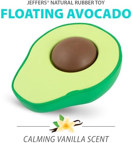 Jeffers Pet Natural Rubber Dog Chew Toy – Floating Avocado for Water Play, Medium – Vanilla Scent, Durable, Non-Toxic, Dishwasher Safe, Interactive Fetch & Tug Toy - Perfect for Training