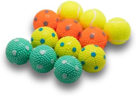 Dog Balls 12 Pcak, 9 Latex Balls and 3 Tennis Balls for Small Dogs and Puppies for Automatic Dog Ball Launcher(2 Inches)