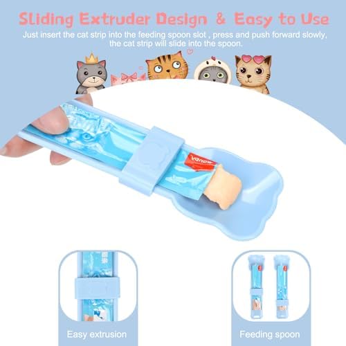 Yummy Sam 3pcs Cat Strip Feeders, Cat Lickable Puree Treat Food Dispenser, Kitten Strip Squeeze Spoon for Wet Food and Liquid Snack, Pet Food Mixing Spoon Feeding Scoop for Small Pets Puppies
